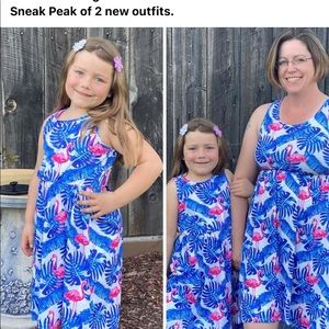 Mommy and me girls flamingo dress